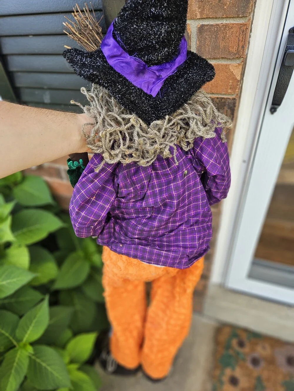 vintage Helga Witch porch sitter Broom adjustable floppy purple orange large